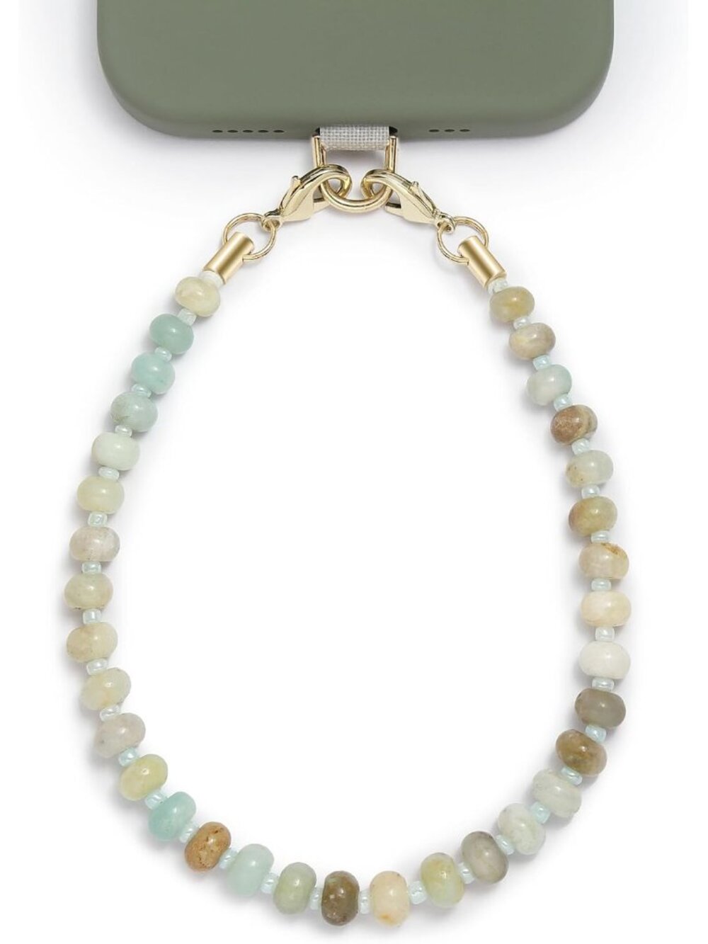 Natural Stone Phone Charm, Beaded Healing Phone Wrist Strap, Handmade Cellphone
